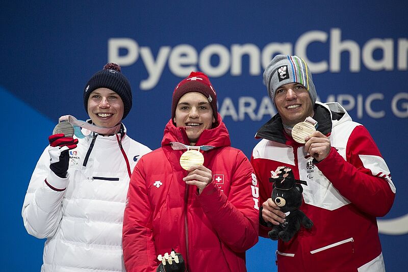 Theo  Gmür holt auch im Super-G Gold.