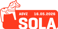Die orange-weiße Grafik zeigt ein stilisiertes Pferd, den Schriftzug ASVZ, das Datum 16.05.2026 und die großen weißen Buchstaben SOLA auf orangefarbenem Hintergrund.